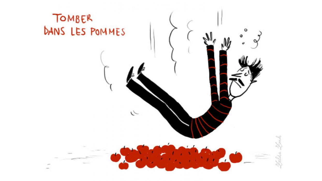 expression "tomber dans les pommes"