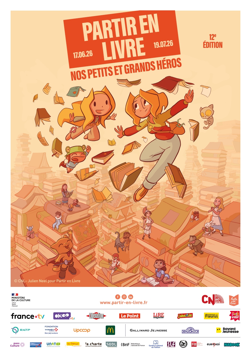 2 filles dans les airs entourées de livres