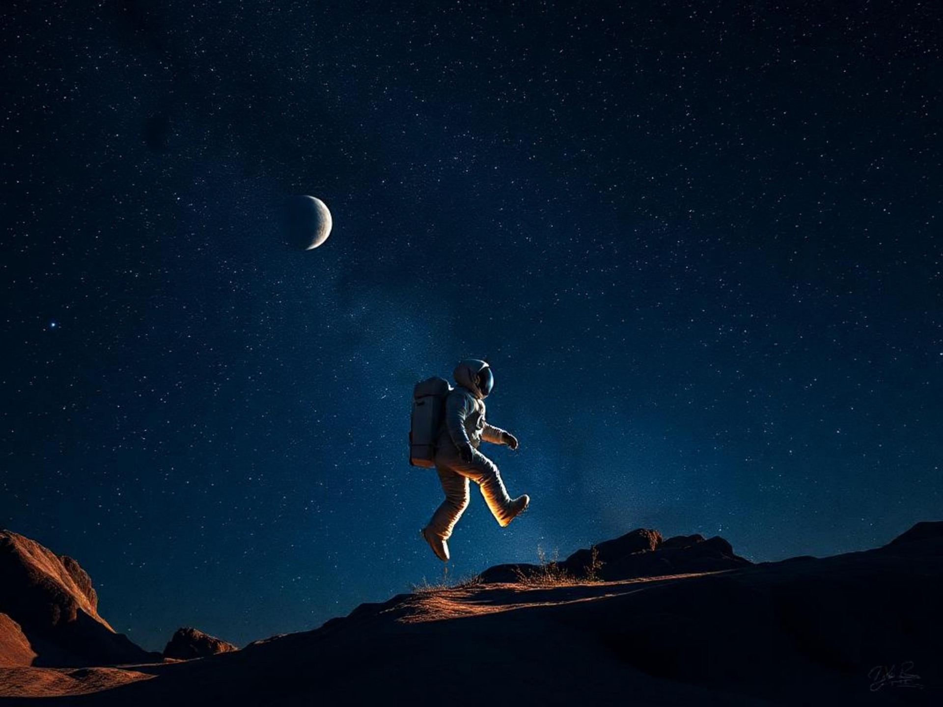 astronaute parcourant la lune